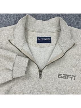 Vintage ESPN Sweatshirt Mens Large Beige 1/4 Zip Fleece USA 90s Swingster Casual